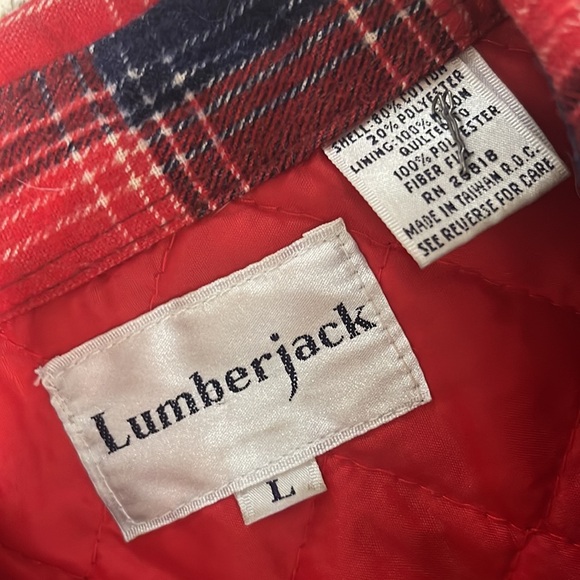 Quilted Flannel Shirt Red Navy Size Large - Picture 2 of 4